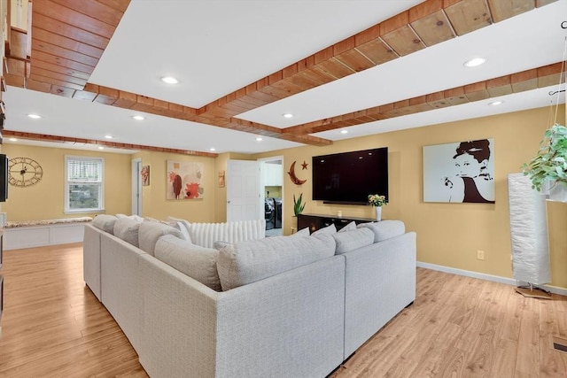 4063 Main St, Palmer, MA 01069 - living room featuring light wood-style floors, baseboards, recessed lighting, and washer / dryer