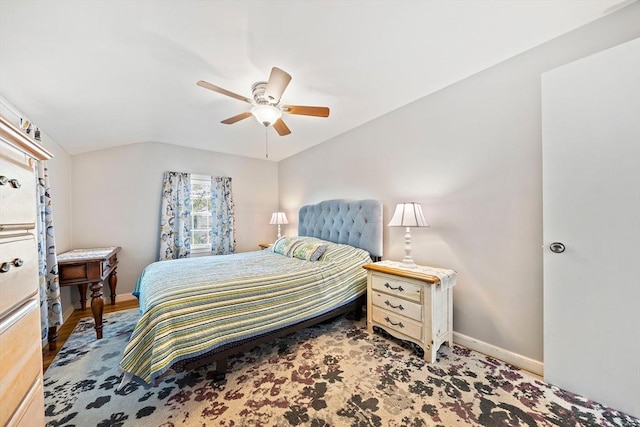 40 Mamie Rd, Weymouth, MA 02190 - bedroom featuring vaulted ceiling, baseboards, and ceiling fan