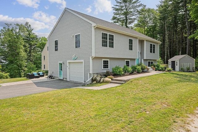 61 Hingham Ave, Marshfield, MA 02050 - view of front of house with a garage, driveway, outdoor lounge area, and a front yard