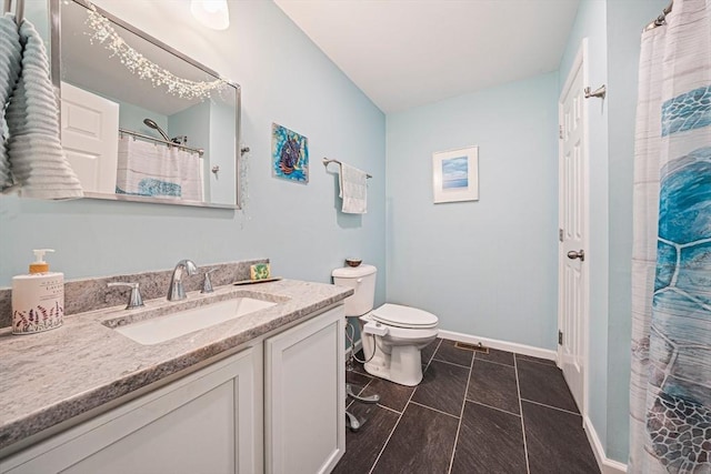 61 Hingham Ave, Marshfield, MA 02050 - full bath with vanity, toilet, baseboards, and a shower with shower curtain