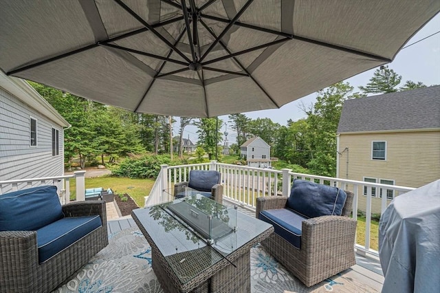 61 Hingham Ave, Marshfield, MA 02050 - wooden deck with an outdoor living space and area for grilling
