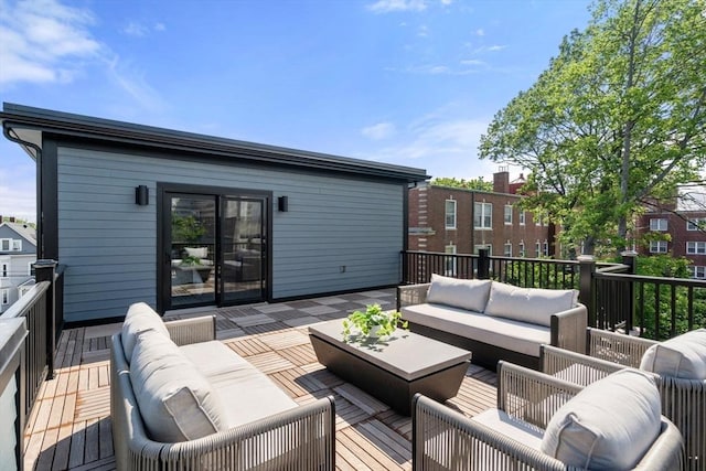 33 Evergreen St Unit 2, Boston, MA 02130 - wooden terrace with an outdoor living space
