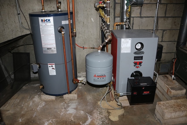 utility room with gas water heater