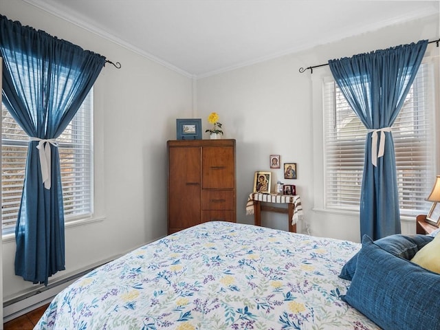 bedroom with ornamental molding