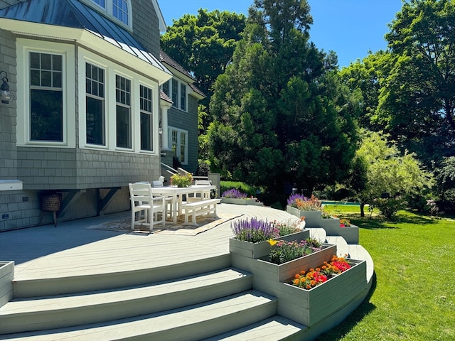 deck featuring a lawn