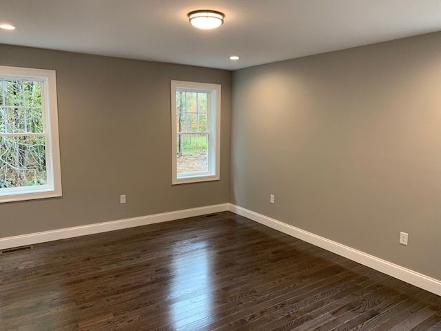 empty room featuring dark wood-type flooring