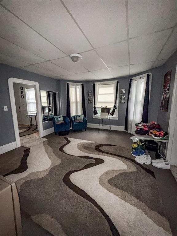 302 Cory St, Fall River, MA 02720 - living room with a drop ceiling and baseboards