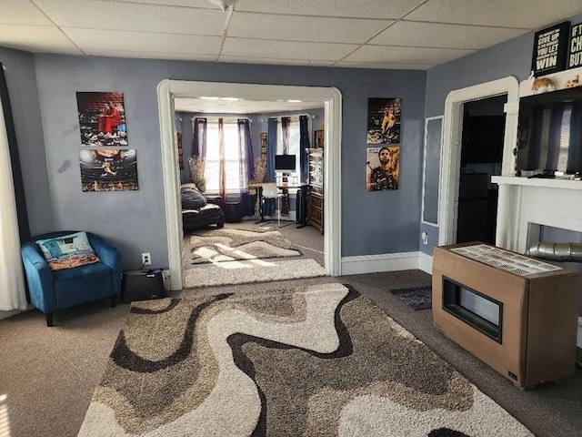 302 Cory St, Fall River, MA 02720 - hallway featuring carpet floors and a drop ceiling
