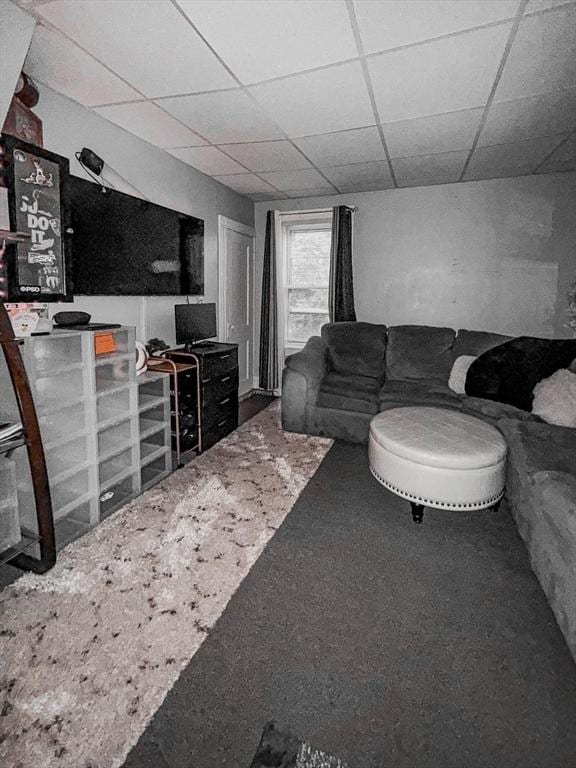 302 Cory St, Fall River, MA 02720 - living area featuring a drop ceiling