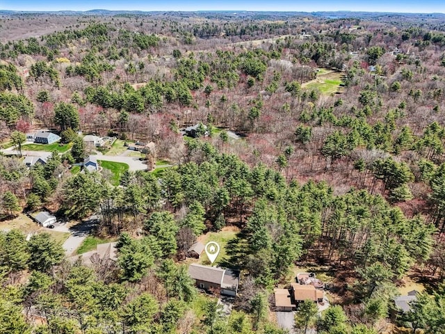 bird's eye view with a view of trees