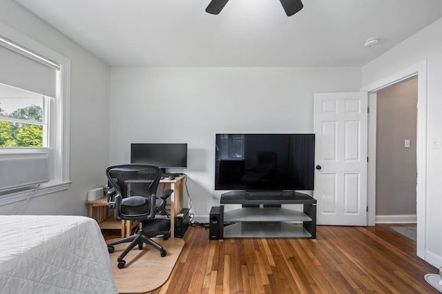 107 Washington St, Pembroke, MA 02359 - bedroom featuring wood finished floors, a ceiling fan, and a desk