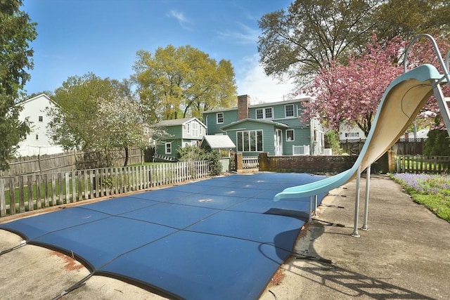 3 Norman Ave, Newburyport, MA 01950 - view of swimming pool featuring a water slide and fence