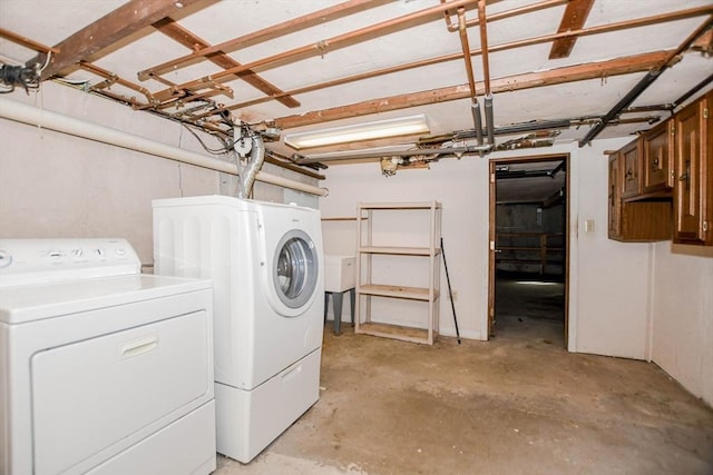 laundry area featuring washing machine and clothes dryer and laundry area