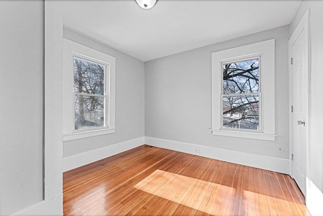 spare room featuring hardwood / wood-style floors and a wealth of natural light