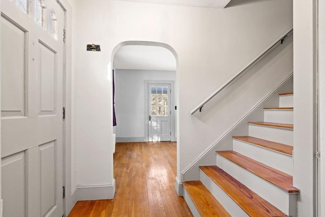 foyer with light wood-type flooring