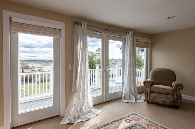 entryway featuring carpet floors