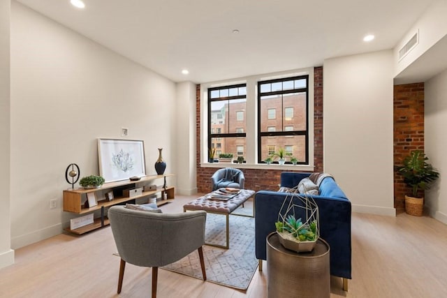 living room featuring light hardwood / wood-style flooring