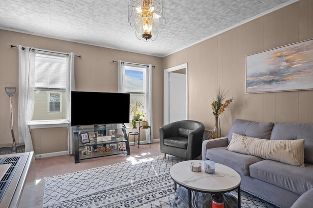 living area with heating unit and baseboards