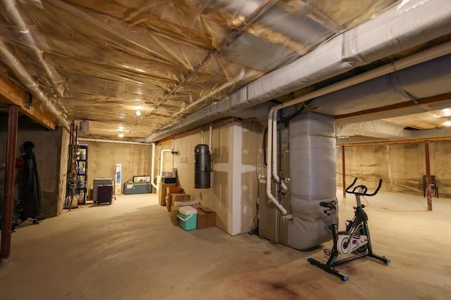 unfinished basement with heating unit