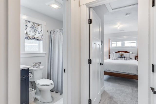51 Tinkers Blf Unit 51, Plymouth, MA 02360 - ensuite bathroom with toilet, vanity, and curtained shower