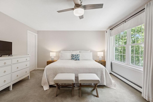 2 Englewood Dr Unit F-6, Harwich, MA 02645 - bedroom with a baseboard heating unit, light colored carpet, and ceiling fan