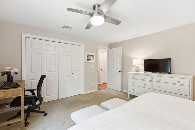 2 Englewood Dr Unit F-6, Harwich, MA 02645 - bedroom featuring light colored carpet, a closet, a desk, and a ceiling fan