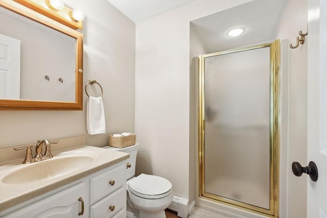 2 Englewood Dr Unit F-6, Harwich, MA 02645 - full bathroom with a stall shower, vanity, and a baseboard radiator