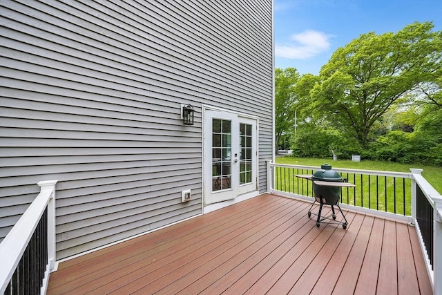 24 Clark St, Taunton, MA 02780 - wooden terrace with french doors