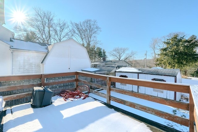 view of snow covered patio