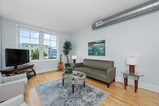 living room with wood-type flooring