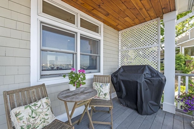 deck featuring grilling area