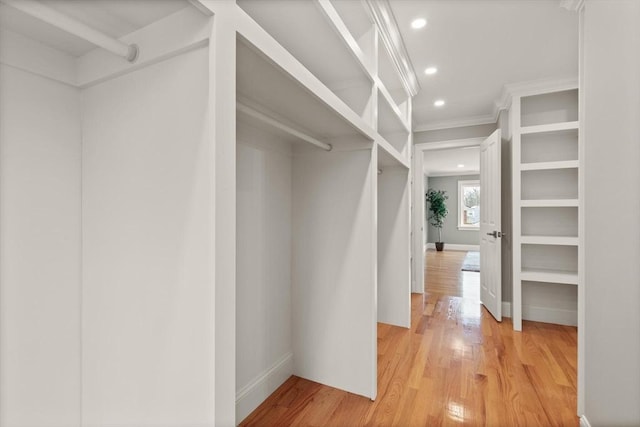 walk in closet featuring light wood-type flooring