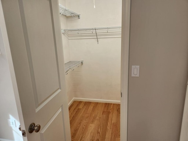 walk in closet featuring light wood finished floors