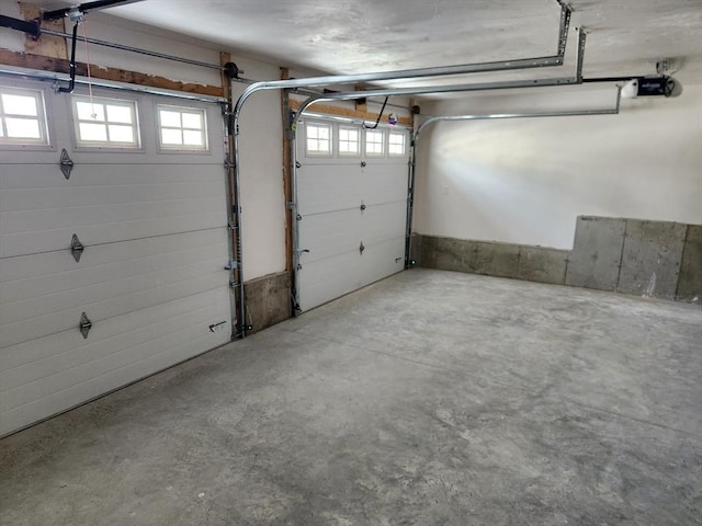 garage with a garage door opener