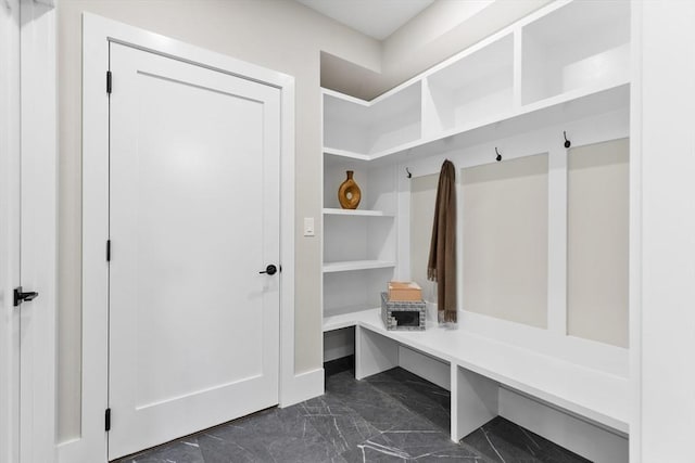 66 Upham St, Newton, MA 02465 - mudroom featuring dark marble finish floors