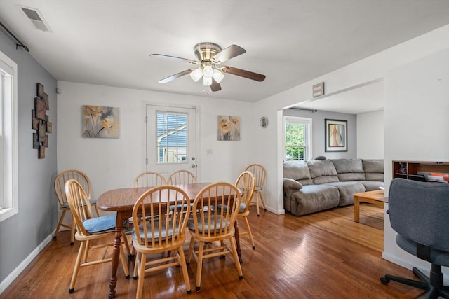 55 W 3rd St Unit 3, Lowell, MA 01850 - dining space with wood finished floors, ceiling fan, and baseboards