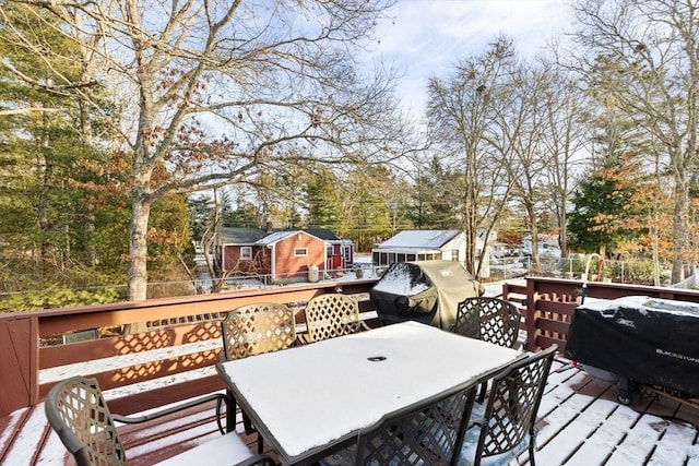 wooden terrace featuring area for grilling