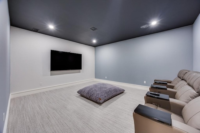 view of carpeted home theater room