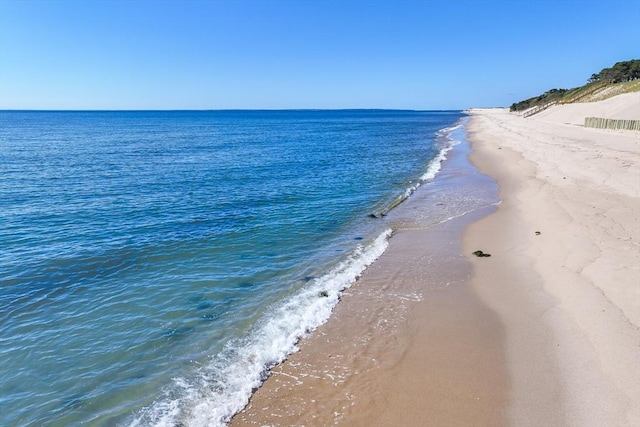 view of water feature with a view of the beach