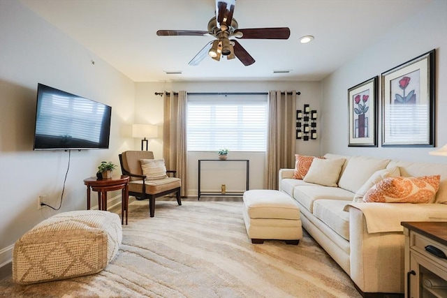 211 Central St Unit A305, Norwood, MA 02062 - living area with ceiling fan and recessed lighting