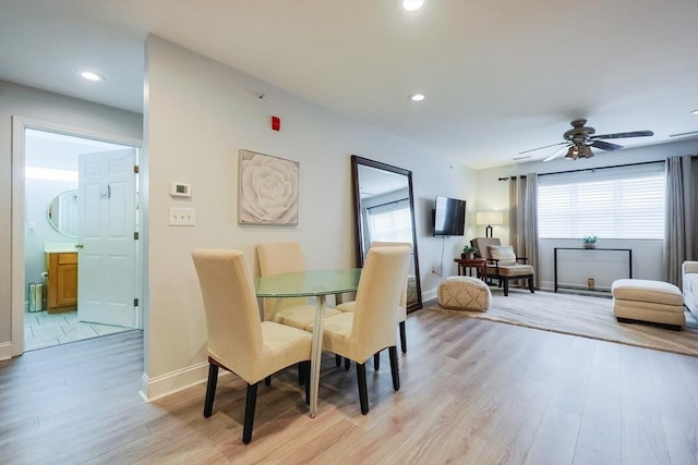 211 Central St Unit A305, Norwood, MA 02062 - dining room featuring light wood finished floors, ceiling fan, and recessed lighting