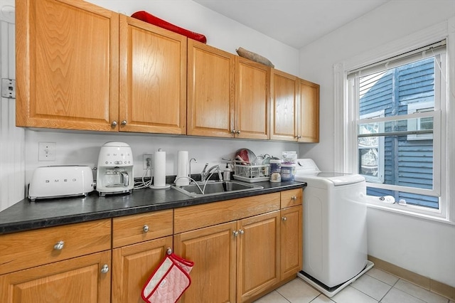 21 Sudan St, Boston, MA 02125 - washroom with washer / clothes dryer, cabinet space, and light tile patterned floors