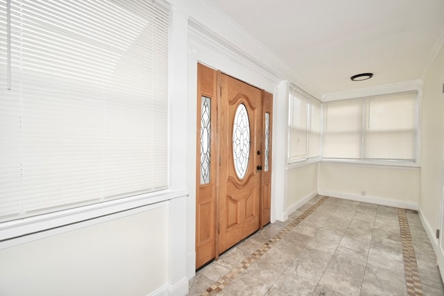 foyer with light tile floors