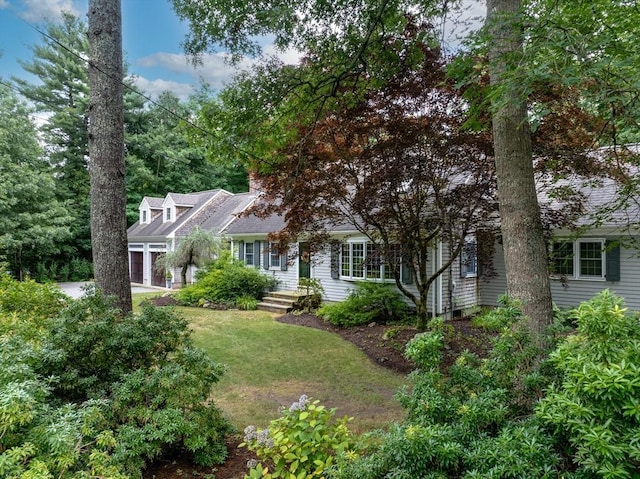 cape cod-style house with a front lawn