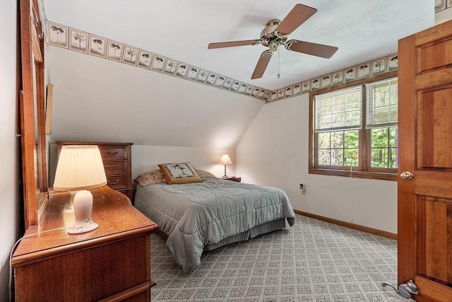 4 Clarke Rd, Littleton, MA 01460 - bedroom featuring baseboards, light colored carpet, lofted ceiling, and ceiling fan
