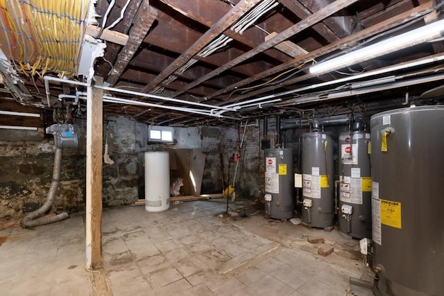 basement with gas water heater