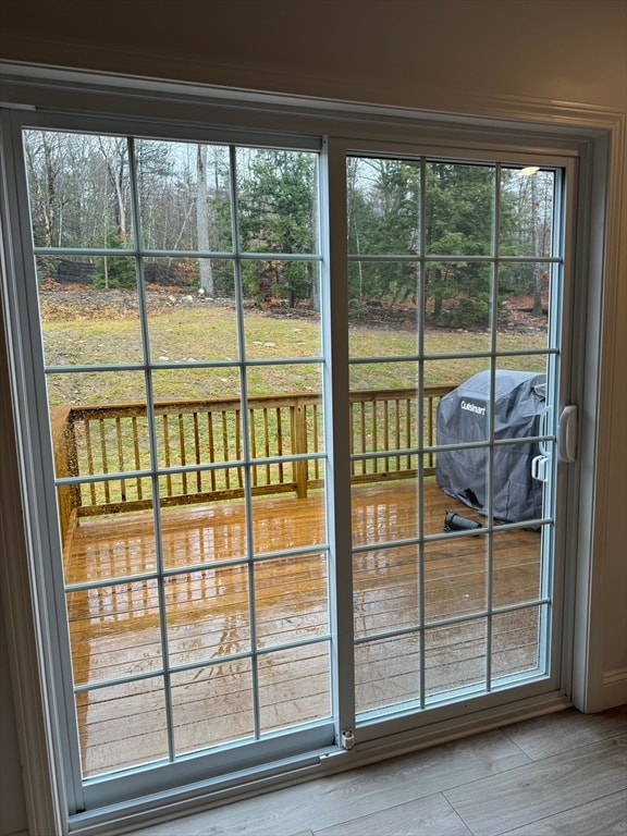 doorway to outside featuring hardwood / wood-style floors