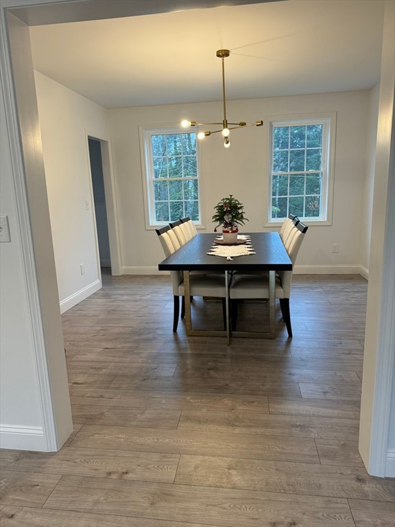 dining space featuring light hardwood / wood-style flooring