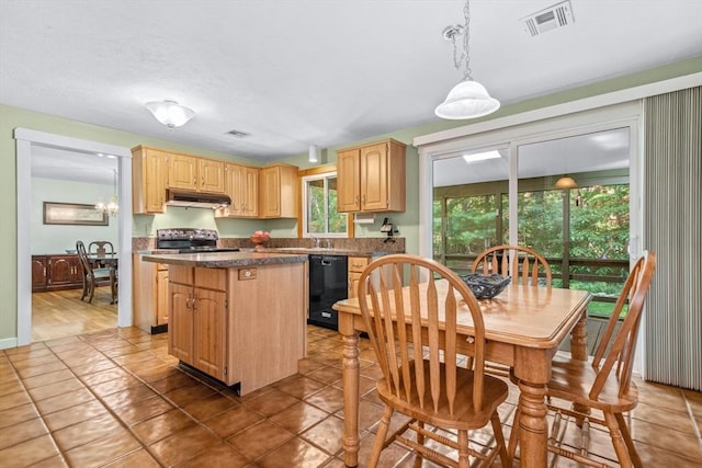 187 Middle Rd, Southborough, MA 01772 - kitchen with dishwasher, stove, under cabinet range hood, a center island, and light brown cabinets