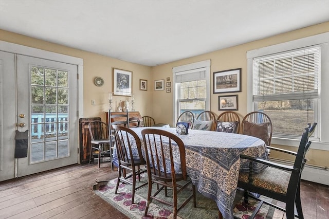 dining area with wood-type flooring